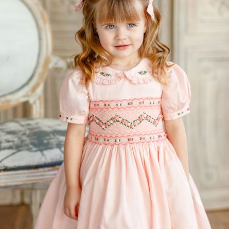 Pink best sale smocked dress